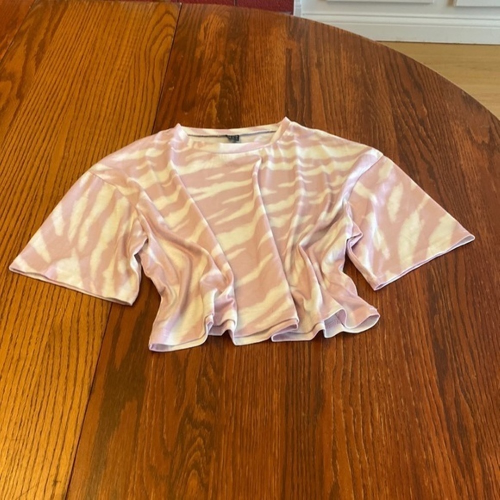 SHEIN Dusty Pink Zebra Tie Dye Crop Top XS